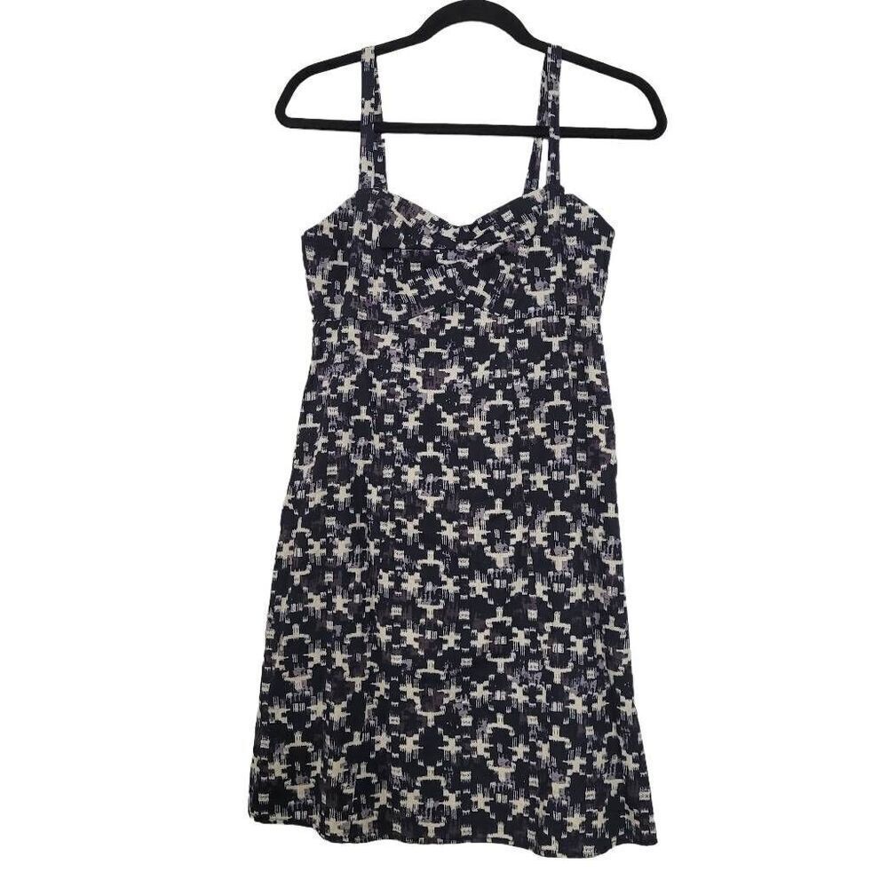 Patagonia‎ Summertime Graphic Mini Dress Sz 2 Blue Gray Tan Hemp Organic Cotton